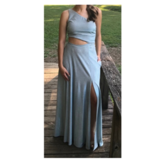 City Triangles Iridescent One Shoulder Gown w Cutout - Picture 8 of 10